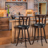 Juego de 2 taburetes giratorios de bar de 24 pulgadas de altura de mostrador, sillas de cocina y comedor con asiento de cuero acolchado