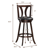 Juego de 2 taburetes giratorios de bar de 24 pulgadas de altura de mostrador, sillas de cocina y comedor con asiento de cuero acolchado