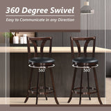 Juego de 2 taburetes giratorios de bar de 24 pulgadas de altura de mostrador, sillas de cocina y comedor con asiento de cuero acolchado