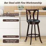 Juego de 2 taburetes giratorios de bar de 24 pulgadas de altura de mostrador, sillas de cocina y comedor con asiento de cuero acolchado