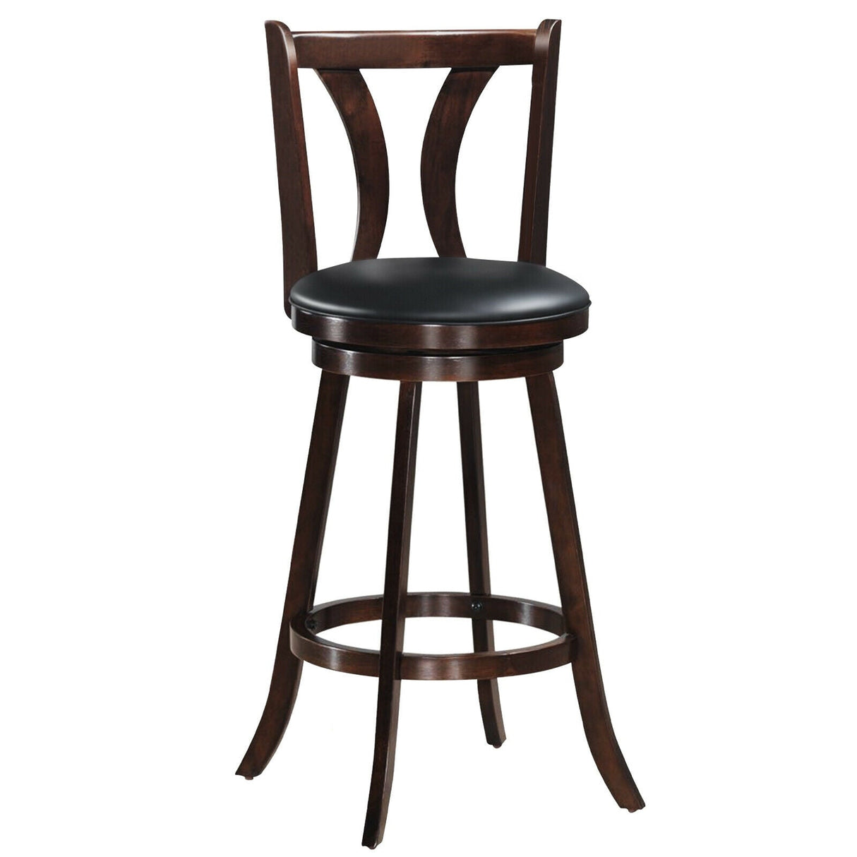 Juego de 2 taburetes giratorios de bar de 24 pulgadas de altura de mostrador, sillas de cocina y comedor con asiento de cuero acolchado