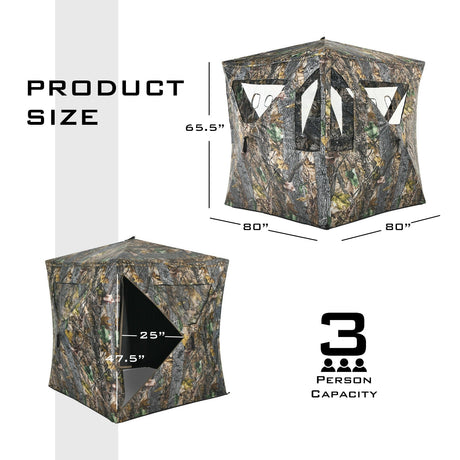 Tienda de campaña portátil emergente para 3 personas con puertos para armas y bolsa de transporte