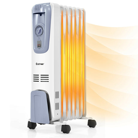 Radiador de aceite de 1500W con termostato y 4 ruedas inferiores