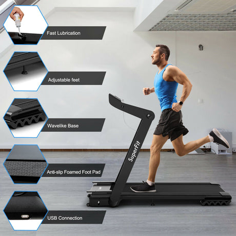 Cinta de Correr Eléctrica Plegable de 4.0HP con Altavoz LED - Negra