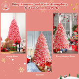 Pink Christmas Tree with Snow Flocked PVC Tips and Metal Stand