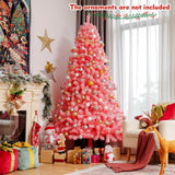 Pink Christmas Tree with Snow Flocked PVC Tips and Metal Stand