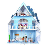 Casa de muñecas de madera de 3 pisos con juego de simulación con muebles y muñeca, regalo para mayores de 3 años