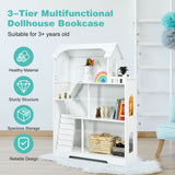 Estantería de madera para casa de muñecas para niños con diseño antivuelco y espacio de almacenamiento