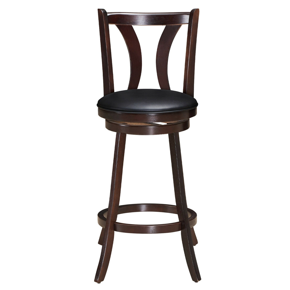 Juego de 2 taburetes giratorios de bar de 24 pulgadas de altura de mostrador, sillas de cocina y comedor con asiento de cuero acolchado