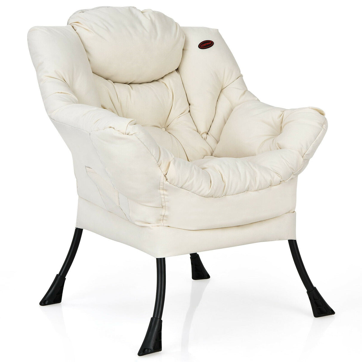 Sillón perezoso moderno de tela de poliéster con estructura de acero y bolsillo lateral