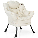 Sillón perezoso moderno de tela de poliéster con estructura de acero y bolsillo lateral
