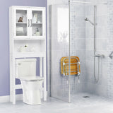 Over the Toilet Storage Cabinet Bathroom Space Saver with Tempered Glass Door