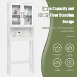 Over the Toilet Storage Cabinet Bathroom Space Saver with Tempered Glass Door