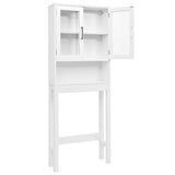 Over the Toilet Storage Cabinet Bathroom Space Saver with Tempered Glass Door