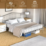 Queen Size Metal Bed Frame Slat Platform
