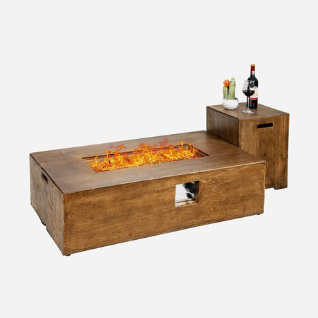 Juego de mesa de pozo de fuego de propano para exteriores de 2 piezas