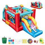Castillo inflable de helado 5 en 1 con piscina de bolas y tobogán con soplador de 480 W