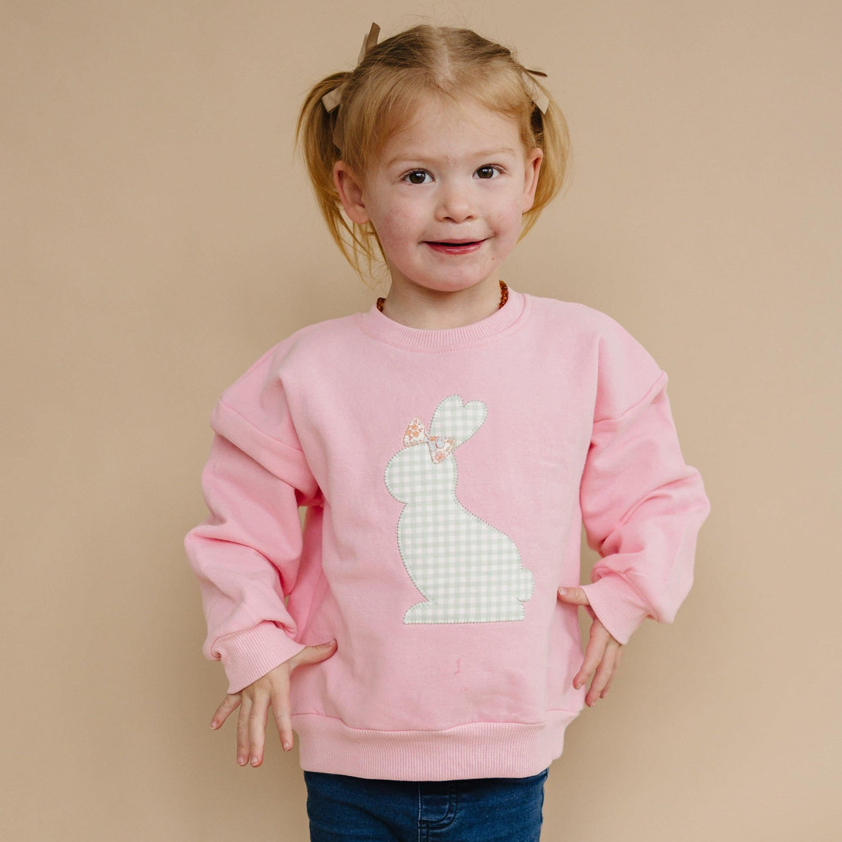 Sudadera con cuello redondo y aplique de conejito - Bebé Niña Niños - Traje de Pascua