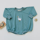 Pelele de Bambú de Ganso Tonto para Bebé - Turquesa o Azul - Bebé Infante Niño Pequeño