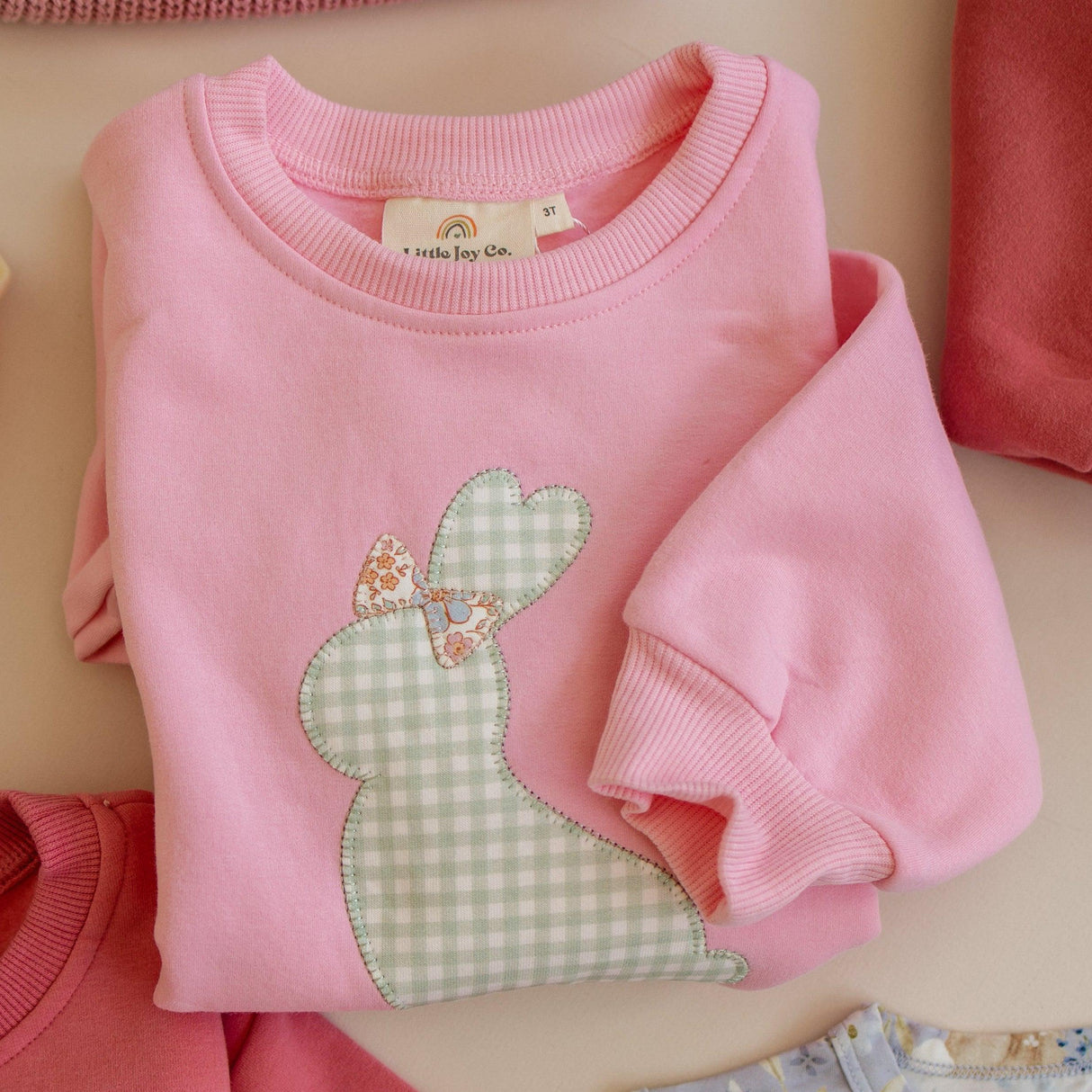 Sudadera con cuello redondo y aplique de conejito - Bebé Niña Niños - Traje de Pascua