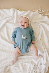 Pelele de Bambú de Ganso Tonto para Bebé - Turquesa o Azul - Bebé Infante Niño Pequeño
