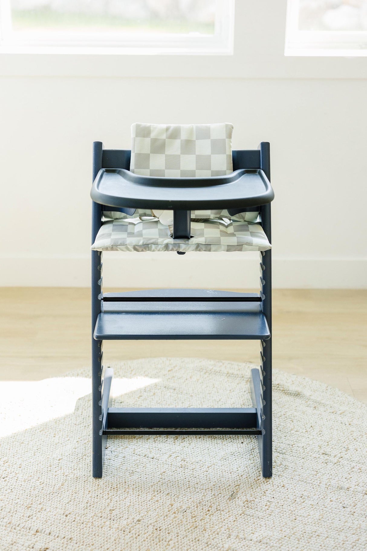 Cojín para trona Stokke Tripp Trapp lavable: Funda de cuadros neutros