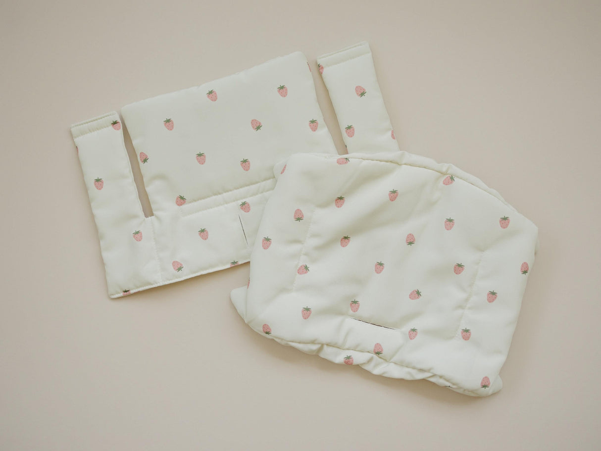 Cojín de Fresa para la Trona Stokke Tripp Trapp - Funda Lavable - Accesorios para Tronas de Bebés - Estampado de Bayas