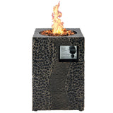 16 Feet Square Outdoor Propane Fire Pit with Lava Rocks Waterproof Cover 30000 BTU