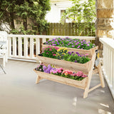 3 Tier Wooden Vertical Raised Garden Bed with Storage Shelf
