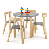 Juego de mesa y 4 sillas de madera para niños con respaldo curvado