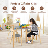Juego de mesa y 4 sillas de madera para niños con respaldo curvado