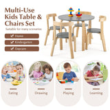 Juego de mesa y 4 sillas de madera para niños con respaldo curvado