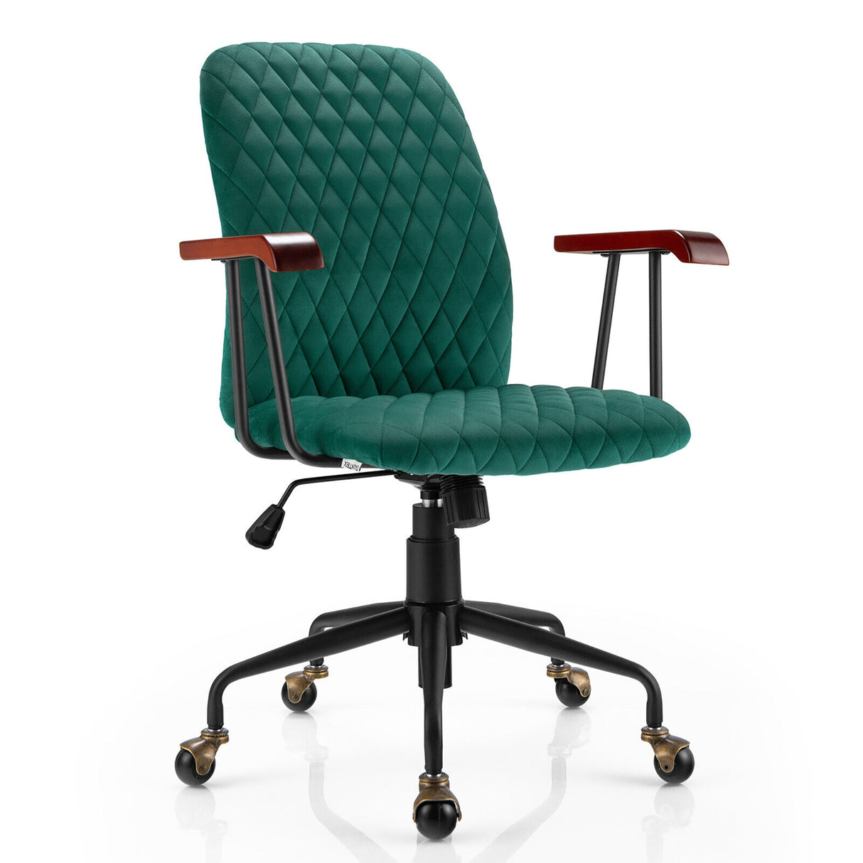 Sillón de oficina de terciopelo con reposabrazos de madera