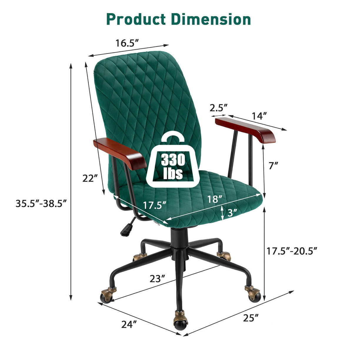 Sillón de oficina de terciopelo con reposabrazos de madera