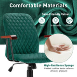 Sillón de oficina de terciopelo con reposabrazos de madera
