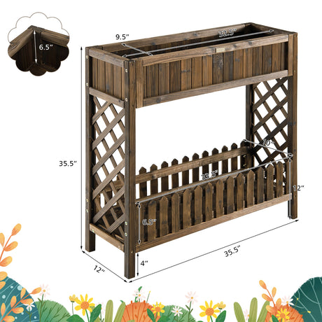 Cama de jardín elevada de madera de 2 niveles para verduras y frutas
