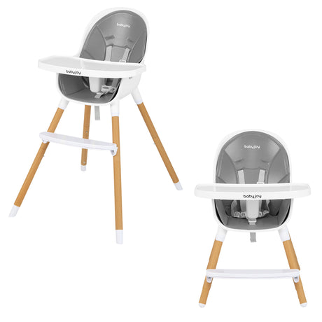 Silla alta convertible 4 en 1 para bebés, silla de alimentación infantil con bandeja ajustable