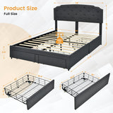 Base de cama de plataforma con 4 cajones de almacenamiento y cabecero ajustable