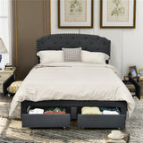 Base de cama de plataforma con 4 cajones de almacenamiento y cabecero ajustable