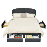 Base de cama de plataforma con 4 cajones de almacenamiento y cabecero ajustable