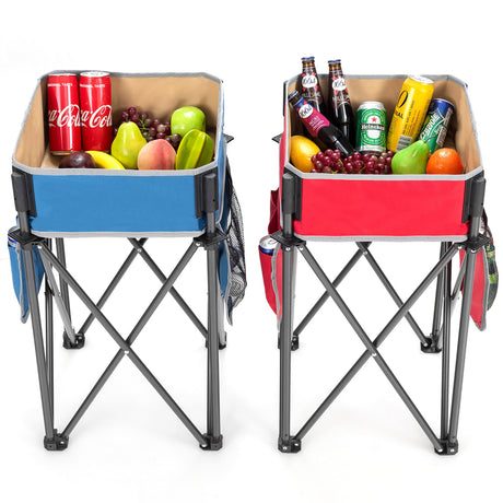 2 Mesas de Camping Plegables con Fregadero de Almacenamiento de Gran Capacidad para Picnic