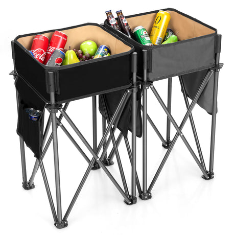 2 Mesas de Camping Plegables con Fregadero de Almacenamiento de Gran Capacidad para Picnic