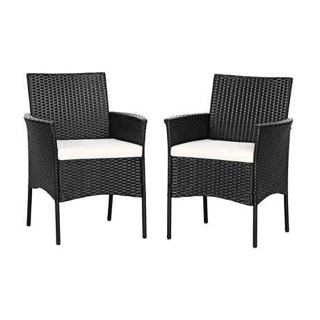 2 Sillas de mimbre para patio con cómodos cojines de asiento