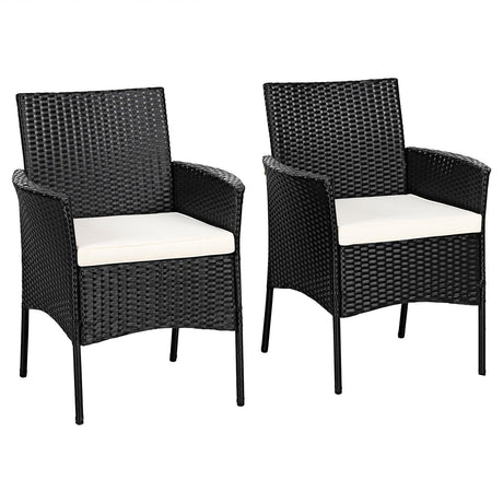 2 Sillas de mimbre para patio con cómodos cojines de asiento