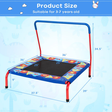 Trampolín Cuadrado de 36 Pulgadas para Niños, Uso Interior/Exterior, con Barandilla de Espuma - Azul