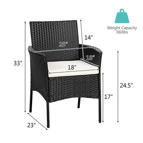 2 Sillas de mimbre para patio con cómodos cojines de asiento