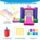 Inflatable Bounce House with Slide Splash Pool and Ring Tossing Games without Blower