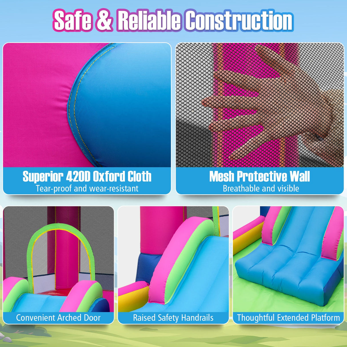 Casa de rebote inflable 4 en 1 para niños, castillo inflable con temática de princesa