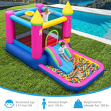 Inflatable Bounce House 4-in-1 Kids Princess-themed Bouncer Blow-up Bouncy Castle with 480 Blower