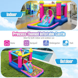 Casa de rebote inflable 4 en 1 para niños, castillo inflable con temática de princesa